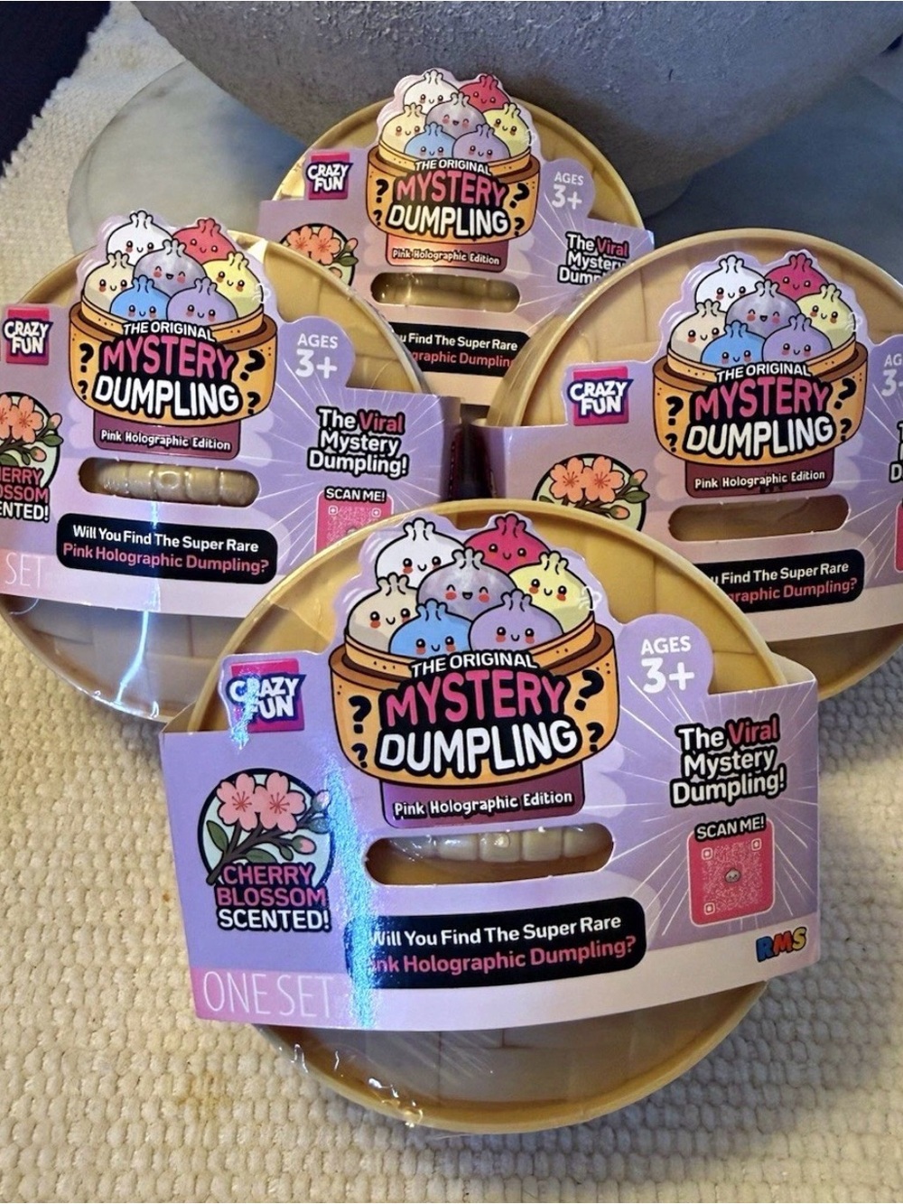 Crazy Fun Mystery Dumpling Pink Holographic Blind Pack Scented Unopened 4 pack